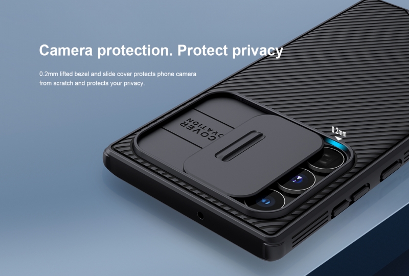 Ốp Lưng Samsung Galaxy S22 Ultra Chính Hãng Nillkin CamShield bảo vệ camera thiết kế dạng camera đóng mở giúp bảo vệ an toàn cho Camera của máy, màu sắc đen huyền bí sang trọng rất hợp với phái mạnh.